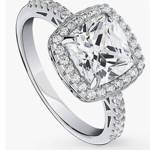 BERRICLE Sterling Silver Cushion Cut Halo Engagement/Promise Ring, Size 5.5